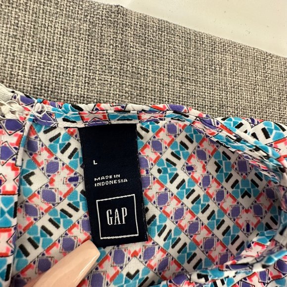 GAP Romper Large Elastic Waist Blue‎ Pink Red White Round Neck Sleeveless - Picture 4 of 16